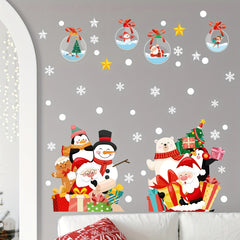 2pcs Christmas Window Stickers Santa Claus Snowman Decor