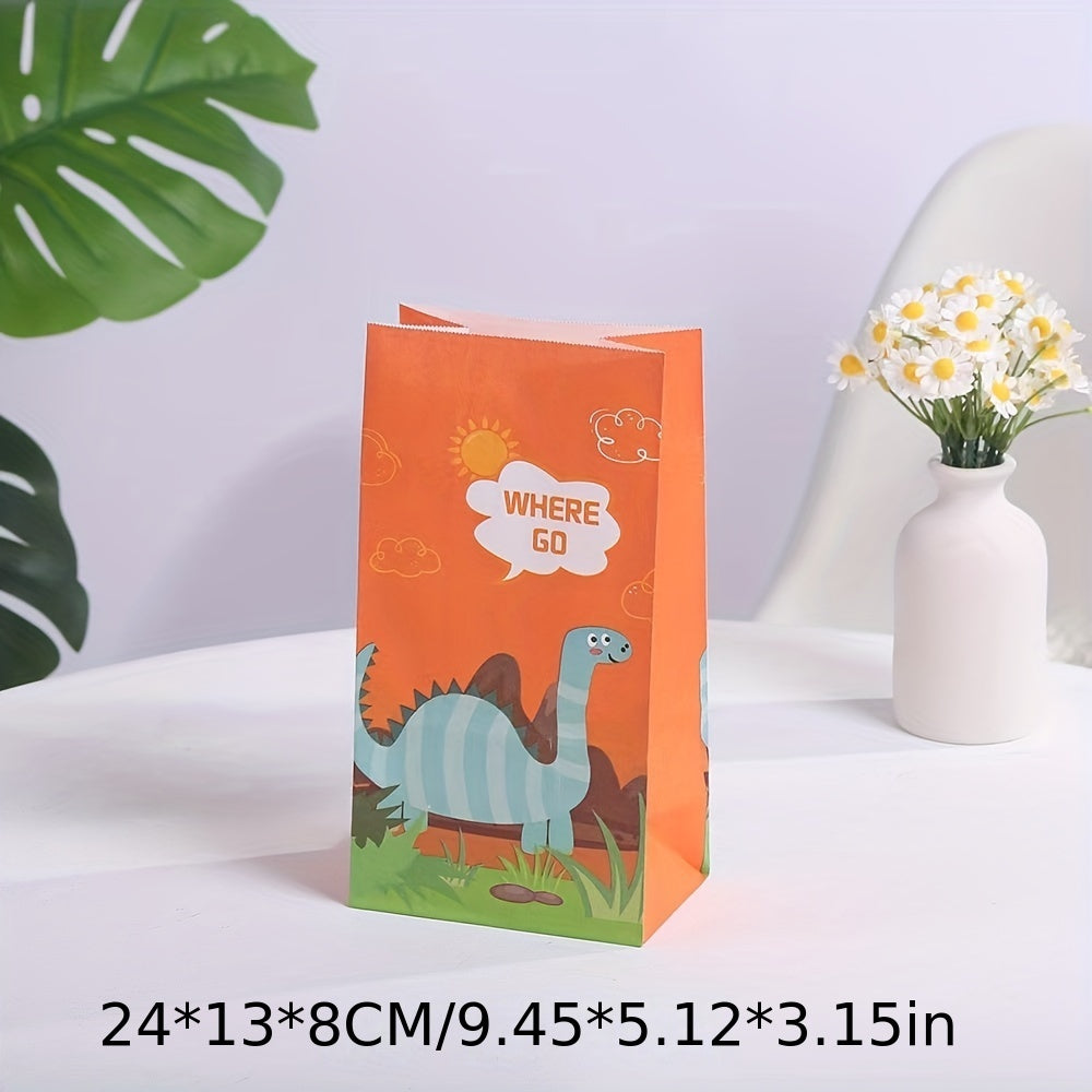 8pcs Dinosaur Pattern Gift Bags Birthday Supplies
