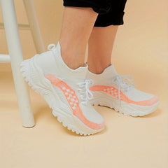 Women's Mesh Breathable Tennis Sports Shoes Lightweight Lace Up Travel Shoes
