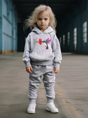 OERYUI 2pcs Bird & Flower Print Hoodies Pants Set Spring Fall