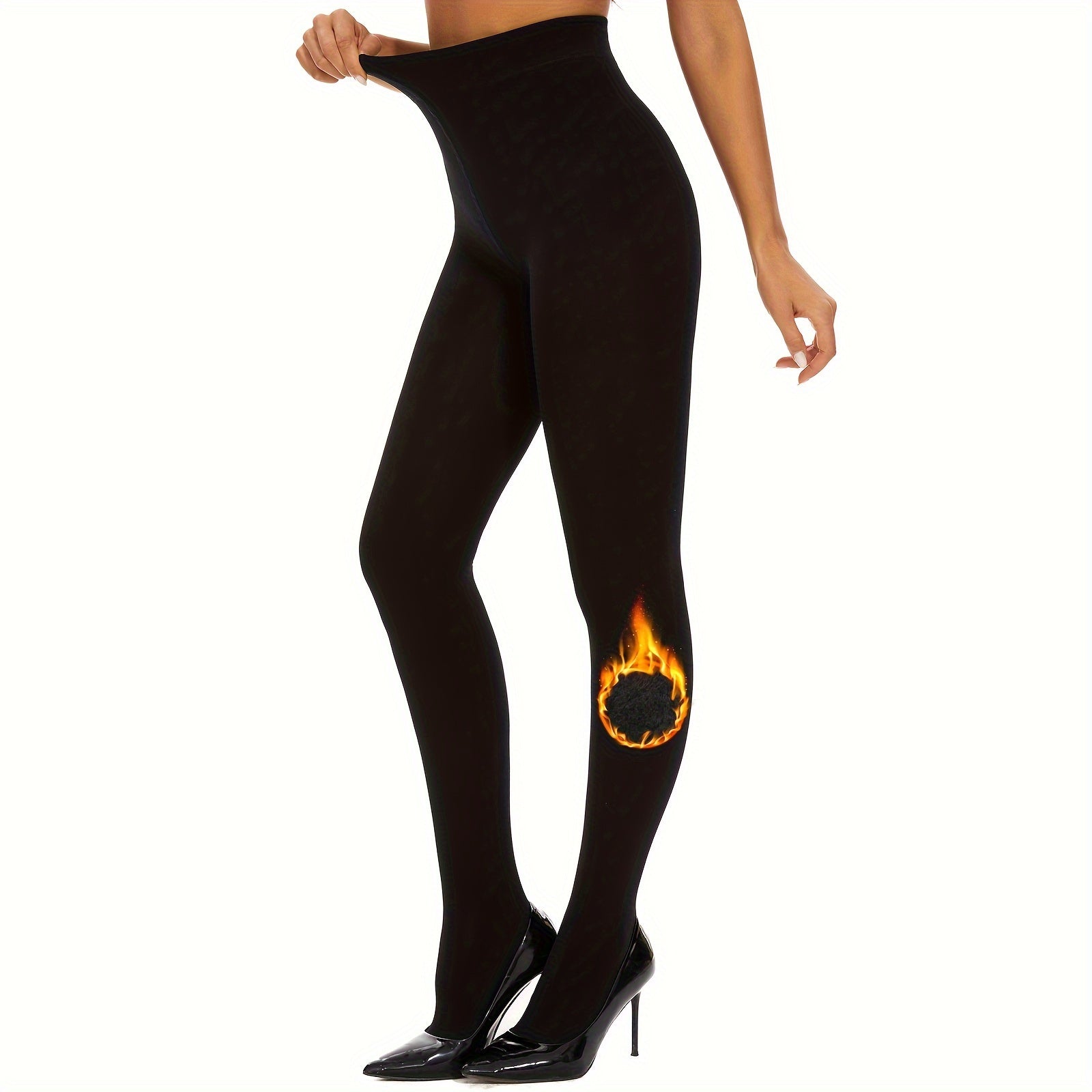 Plush Lined Tights Opaque High Waist Thermal Leggings