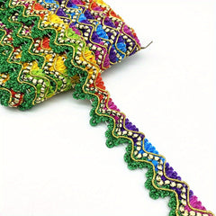 2 Yards Glitter Sequined Ribbon Trims 25mm Width