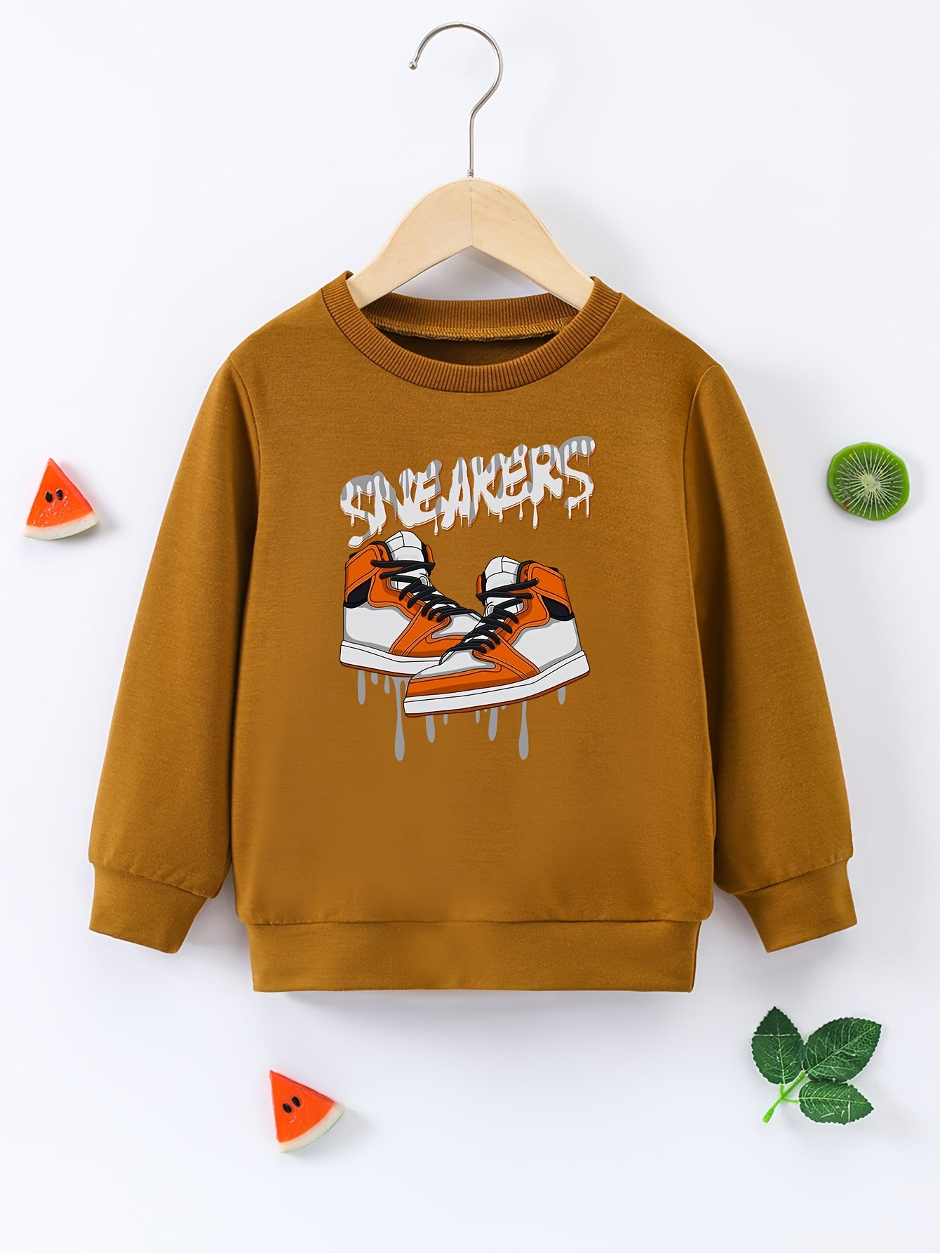 Boys Sneakers Print Pullover Sweatshirt