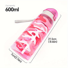 600ml Leakproof Water Cup Camouflage Flip Top Bottle for Outdoor Sports & Travel