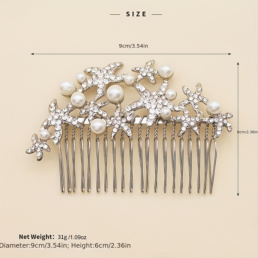 Bridal Rhinestone Hair Comb Faux Pearl Ornament Wedding Accessories