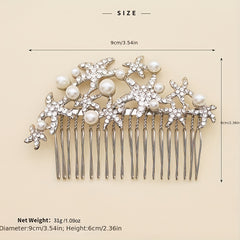 Bridal Rhinestone Hair Comb Faux Pearl Ornament Wedding Accessories