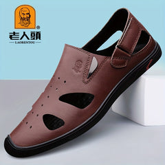 Men's Leather Hiking Sandals Non Slip Outdoor Beach Water Shoes