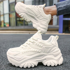 Women's Mesh Chunky Sneakers Lace Up Outdoor Shoes Low Top Walking Shoes