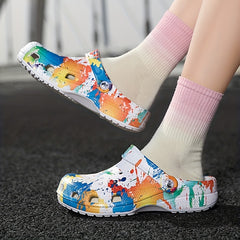 Women's Graffiti Pattern Clogs Casual Garden Shoes