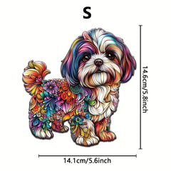 Colorful Shih Tzu Wooden Jigsaw Puzzle Floral Patterns