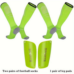 2 Pairs Football Training Socks & Leg Pads Sports Protective Gear