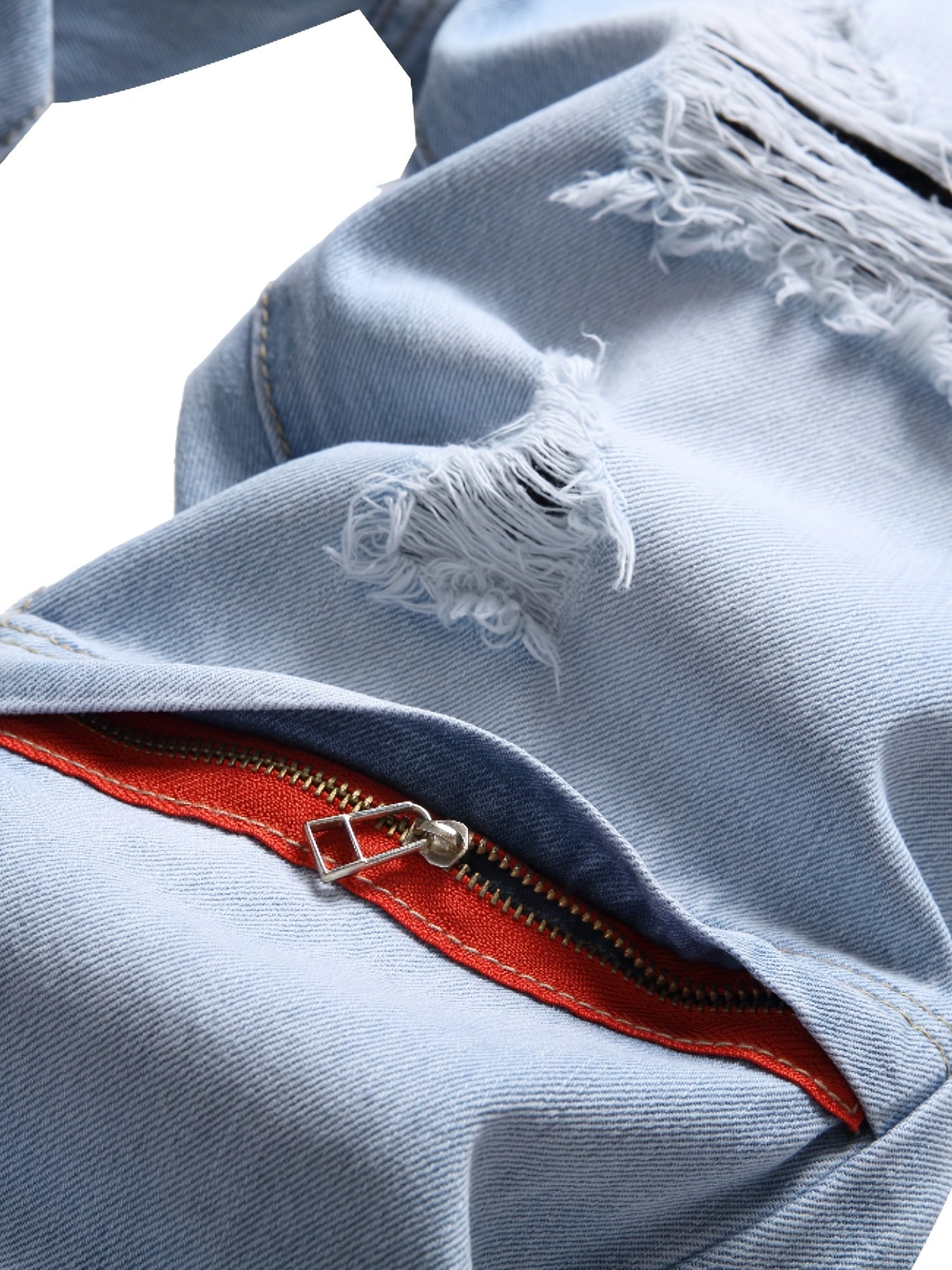 Men's Ripped Straight Regular Denim Jeans With Pockets