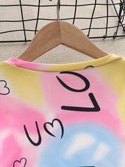 Girls Tie Dye Heart Pattern Dress for Hip Hop Dance