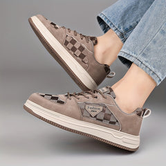 Men's Plaid Lace Up Sneakers Casual Outdoor Walking Shoes