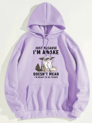 Graphic Print Kangaroo Pocket Hoodie Long Sleeve Hoodies