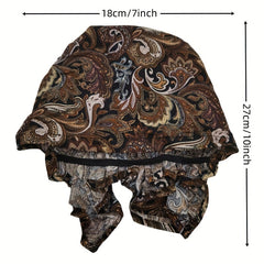Vintage Paisley Print Turban Cap Women Head Wrap Elastic Hijab Beanie