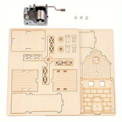 3D Puzzle Windmill Music Box Wooden Toy