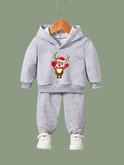 OERYUI Reindeer Scarf Print Outfits 2pcs Girls Hoodies Jogger Pants Set