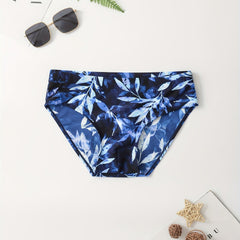 Men's Leaf Pattern Quick drying Swim Shorts for Summer Beach
