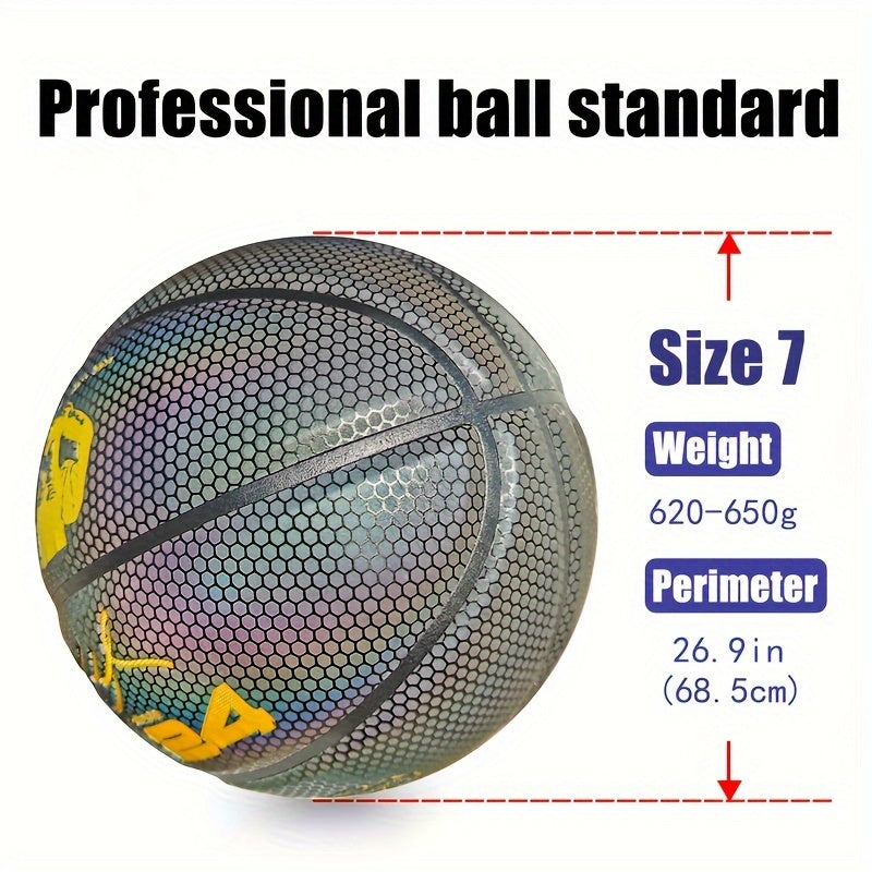 Size 7 Reflective Colorful Basketball Anti Slip Wear resistant Ball