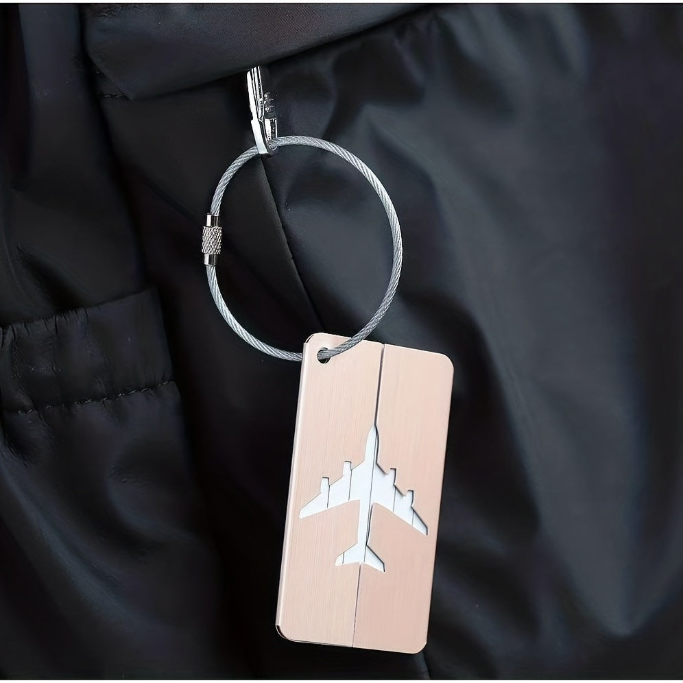 10pcs Stainless Steel Wire Keychain Children's Key Ring Travel Airplane Luggage