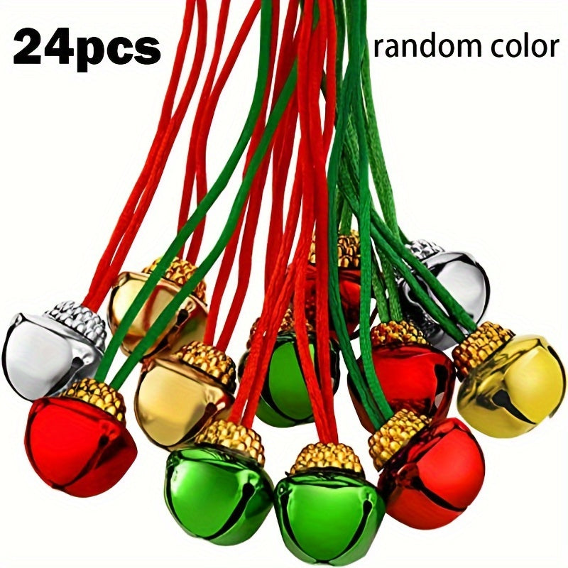 24pcs Christmas Bell Necklace Holiday Party Decoration