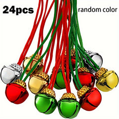 24pcs Christmas Bell Necklace Holiday Party Decoration