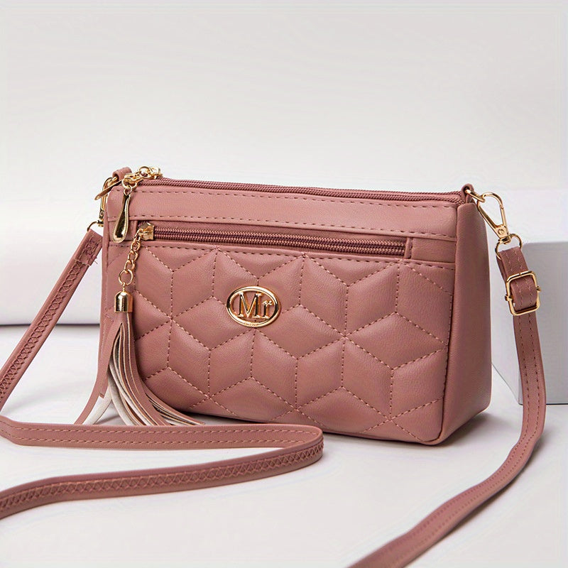 Quilted Crossbody Bag PU Shoulder Bag Women's Casual Handbag