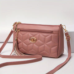 Quilted Crossbody Bag PU Shoulder Bag Women's Casual Handbag