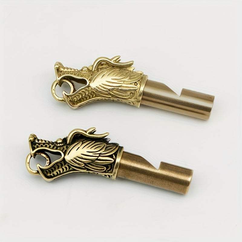 Pure Brass Whistle Keychain Outdoor Survival Tool