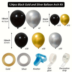 124pcs Golden & Silvery Balloons Wreath Arch Set for Party Decorations