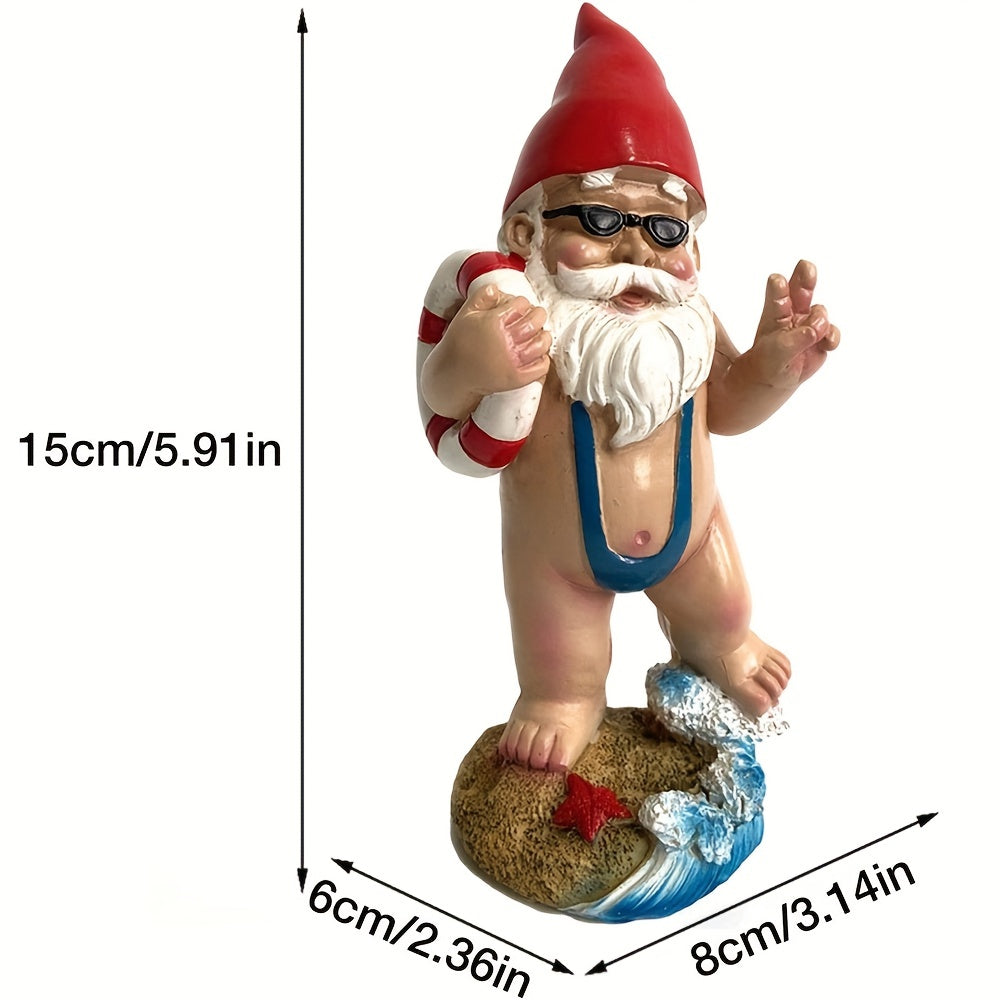 Funny Garden Swimming Ring Gnome Resin Statue Indoor Home Decor Crafts