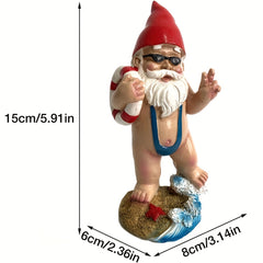 Funny Garden Swimming Ring Gnome Resin Statue Indoor Home Decor Crafts