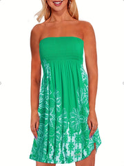 Floral Print Tube Dress Casual Backless Spring Summer Women's Clothing