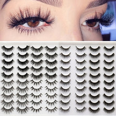 20 Pairs Natural False Eyelashes Wispy Fluffy Soft Lashes Long Thick Criss cross