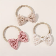 3pcs Street Embroidery Bow Headbands for Baby Girls