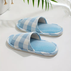 Checkered Open Toe House Slippers Anti-Skid Slip-ons for Men