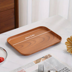 Wood Grain Rectangular Serving Platter Raised Edge Display Platter