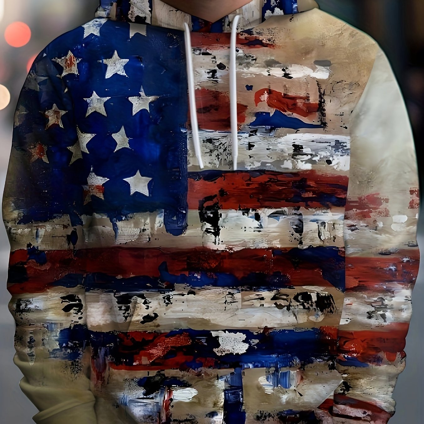American Flag Print Hoodies For Men Graphic Hoodie Comfy Loose Hooded Pullover