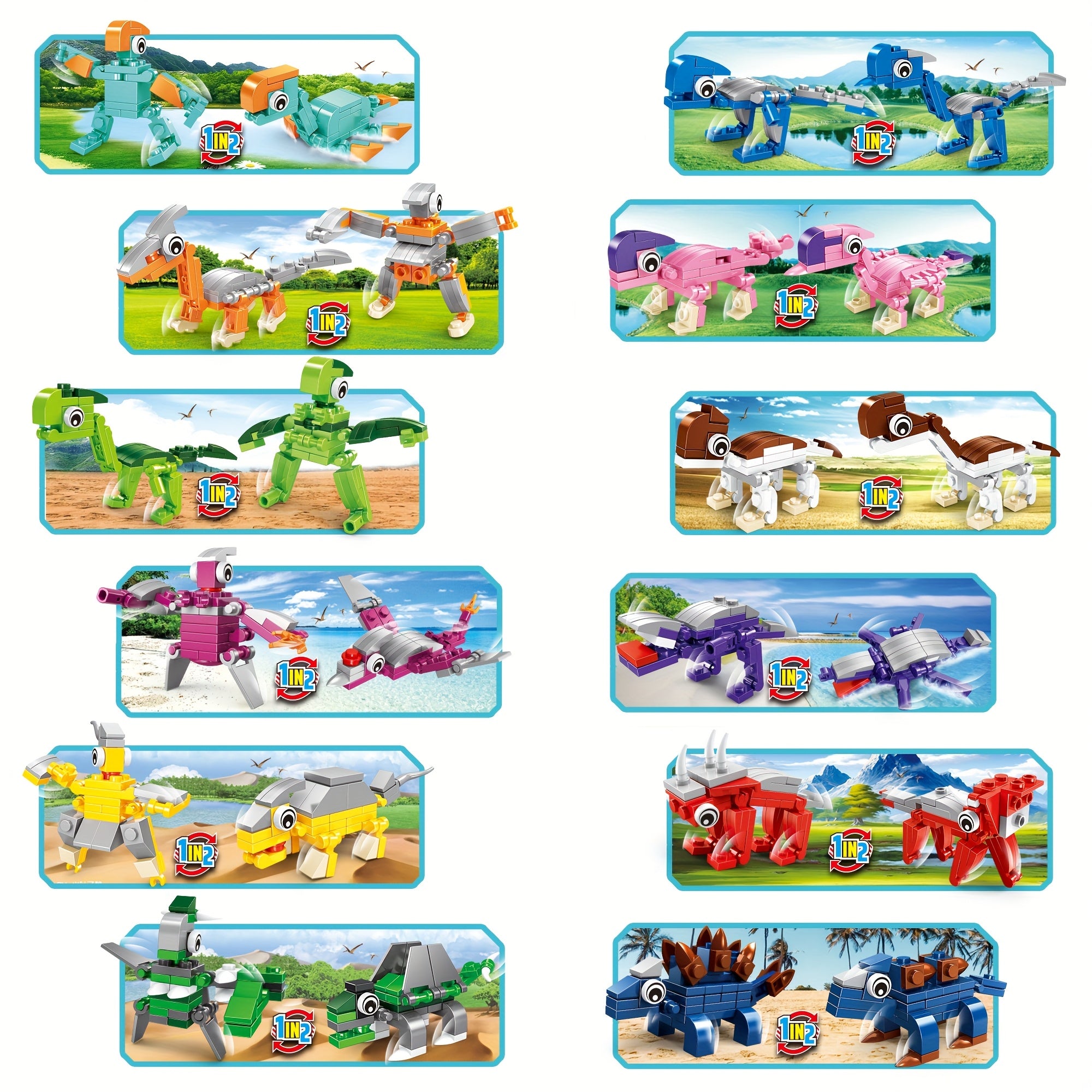 12pcs Dinosaur Block Kit Gift for Boys Dinosaur Toy Set