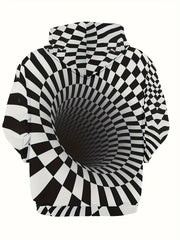 Optical Vision Swirl 3d Pattern Hoodies For Men