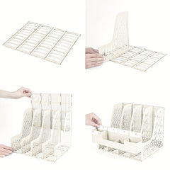 Desk Storage Box With Pen Holder, 4 Vertical Compartments, Thickened Material