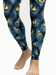 Cat Eye Print Sporty Leggings Low Rise Stretch
