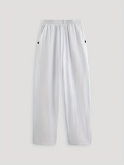 Elastic Waist Solid Casual Pants Loose Sports Pants With Pocket