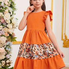 Girls Colorblock Hipster Princess Dress - Spring Autumn Kids Clothes