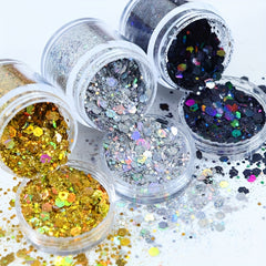 Flash Laser Hexagonal Chunky Mixed Sequins Nail Polish Glitter Powder
