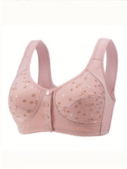 Floral Wireless Front Buckle Bra Comfortable Breathable Lingerie