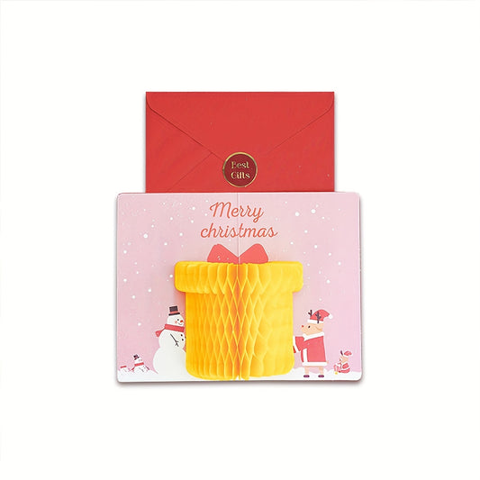1pc Christmas Honeycomb Greeting Card Envelope Set 3D DIY Creative Message Card