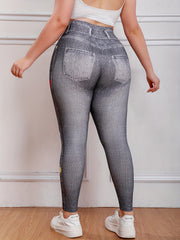 Heart Denim High Rise Leggings
