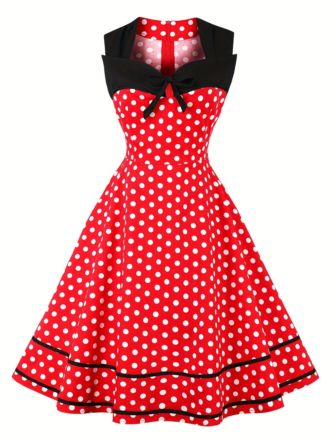 Polka Dot Sweetheart Neck Cocktail Party Dress